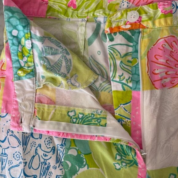 LILLY PULITZER Patchwork Print White Label Pants 8 - Picture 8 of 16